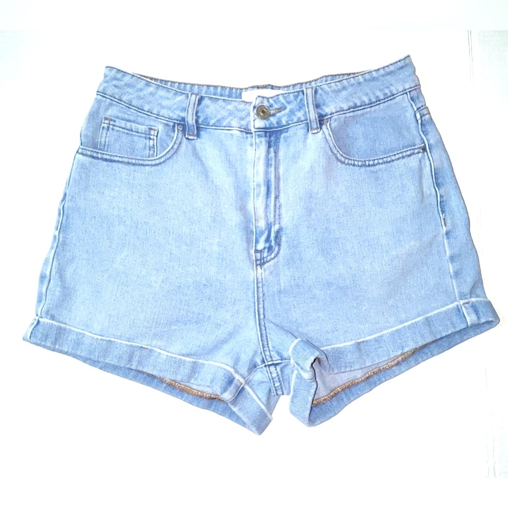 Pacsun Mom Shorts Jean Shorts 29 High Rise Cuffed Light Wash Denim Coquette